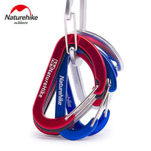 Load image into Gallery viewer, 4 Pcs Naturehike Flat D Shape Camping Carabiner Aluminum Survival Camping Equipment EDC Paracord Buckles Hooks Key Chain 6.5cm