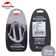 Load image into Gallery viewer, 4 Pcs Naturehike Flat D Shape Camping Carabiner Aluminum Survival Camping Equipment EDC Paracord Buckles Hooks Key Chain 6.5cm