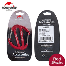Load image into Gallery viewer, 4 Pcs Naturehike Flat D Shape Camping Carabiner Aluminum Survival Camping Equipment EDC Paracord Buckles Hooks Key Chain 6.5cm