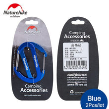 Load image into Gallery viewer, 4 Pcs Naturehike Flat D Shape Camping Carabiner Aluminum Survival Camping Equipment EDC Paracord Buckles Hooks Key Chain 6.5cm